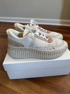 Chloe Nama Stitch Sneakers - Neutral Beige Platform